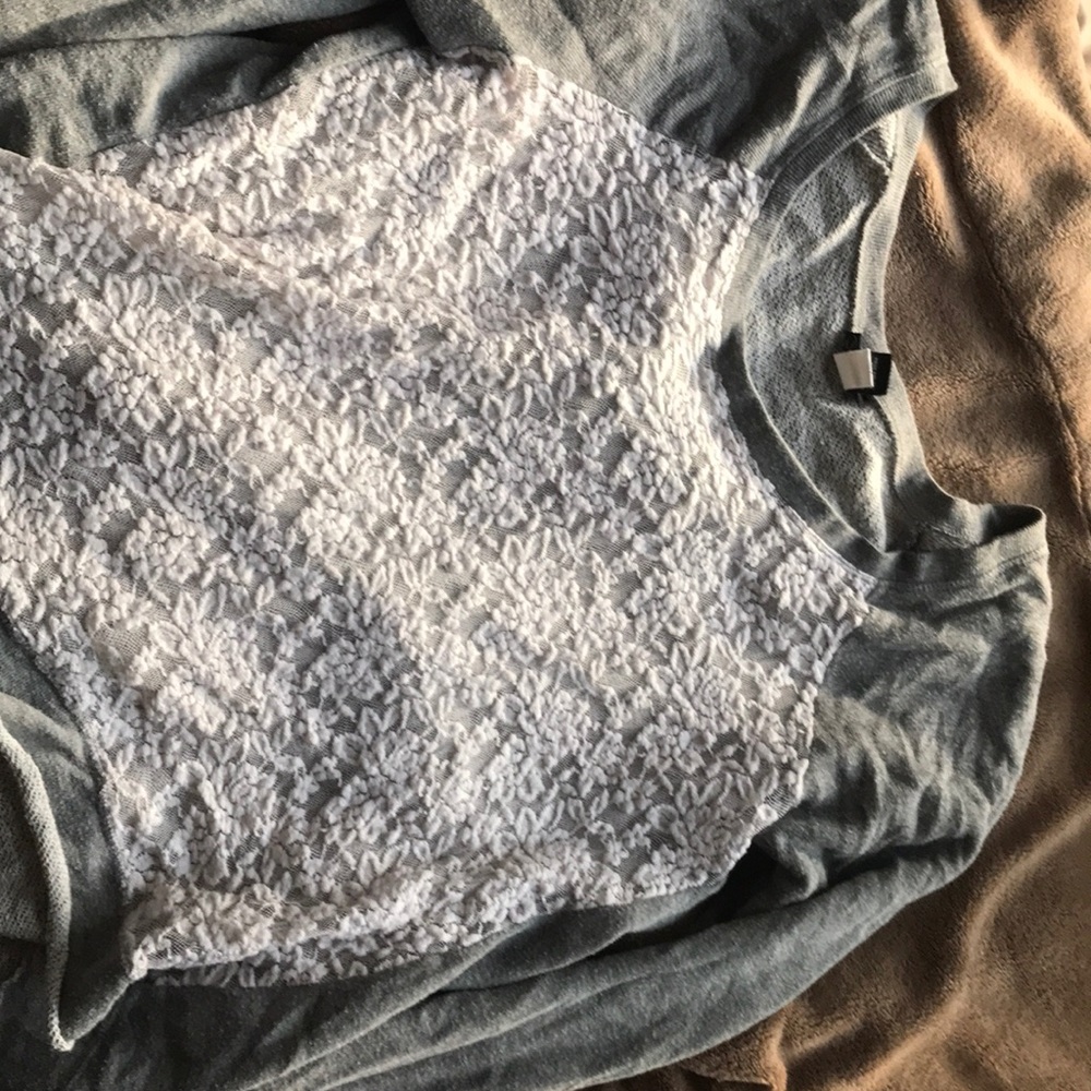 LACE FRONT SWEATSHIRT